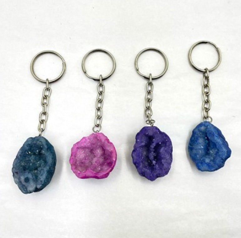Mineral Keychain - Rainbow Moroccan Geode